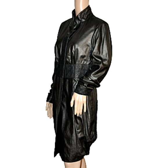 Gian Mori Jackets & Blazers - Vintage Gian Mori Black Leather Duster Jacket 42 8